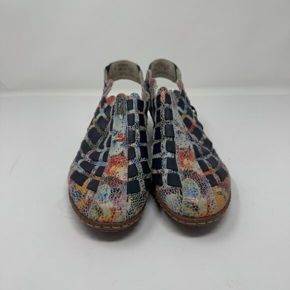 Reiker Sina Multicolour Woven Leather Sling Back Heels EU 37 - Picture 3 of 8